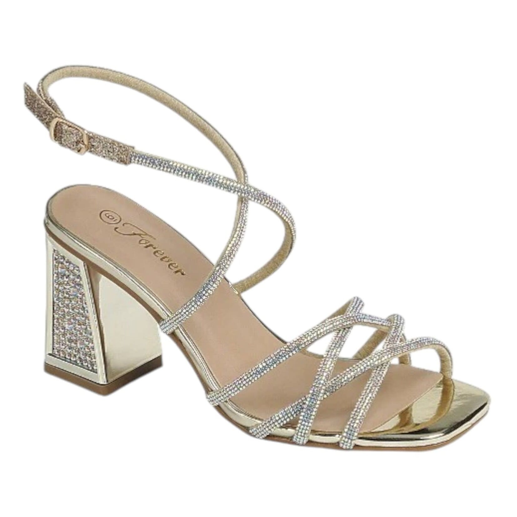 FOREVER FOREVER STRAPPY RHINESTONE BLOCK HEEL EXHIBIT-10