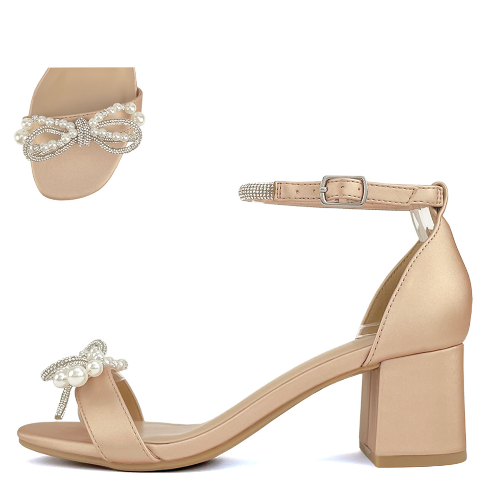 SODA SODA PEARL & RHINESTONE BLOCK HEEL SUN