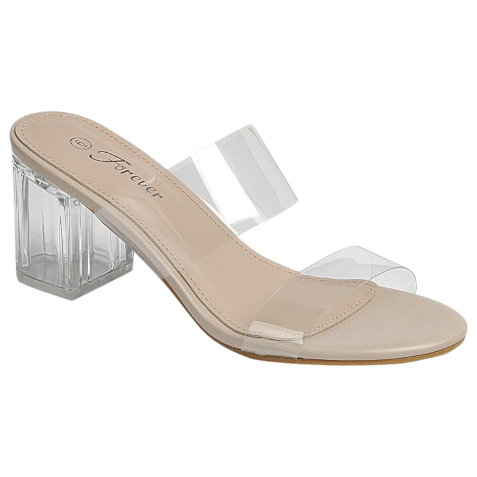 FOREVER FOREVER CLEAR DOUBLE STRAP BOX HEEL NOTARY-86
