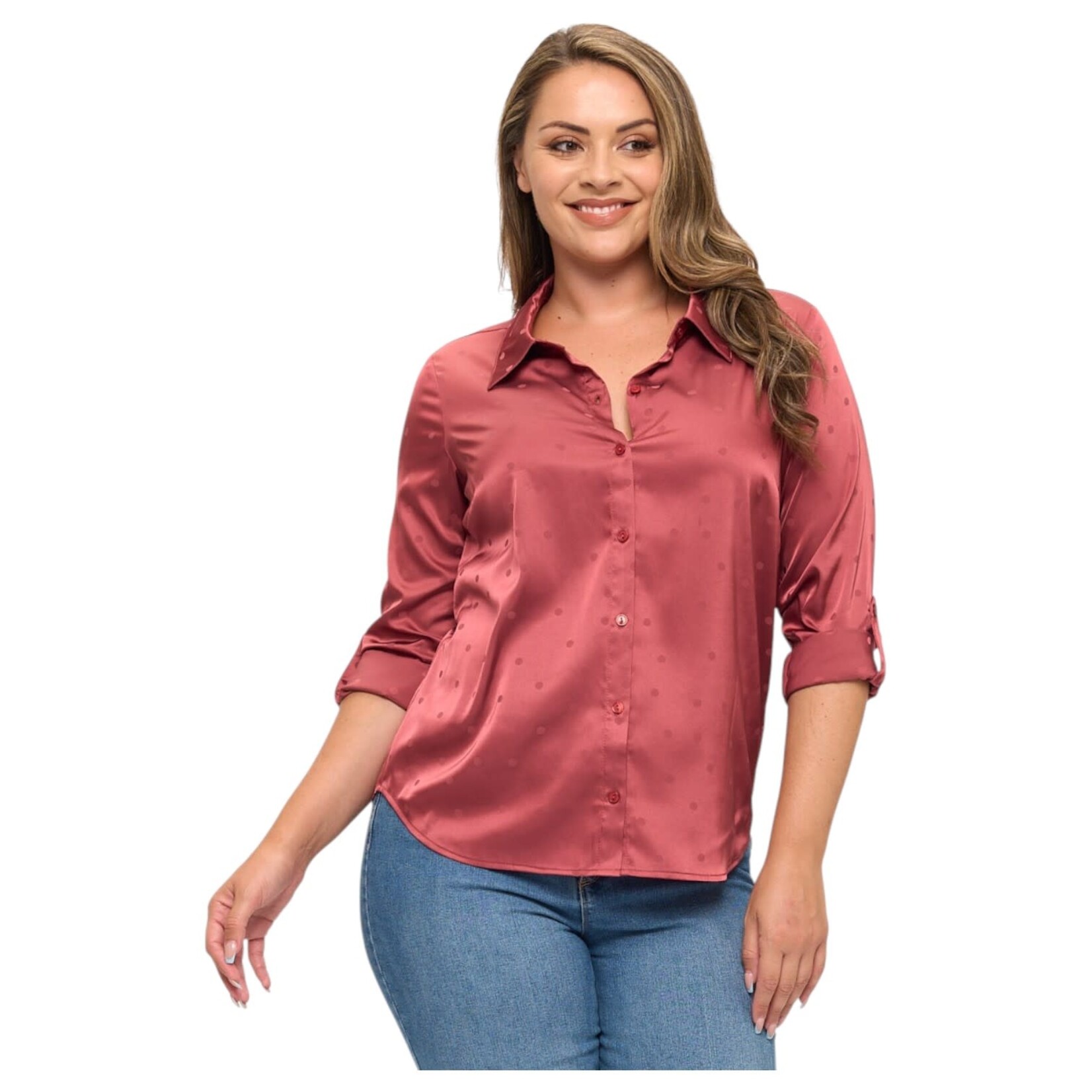 DNA DNA PLUS SATIN BUTTON UP TOP 6471XB-19211