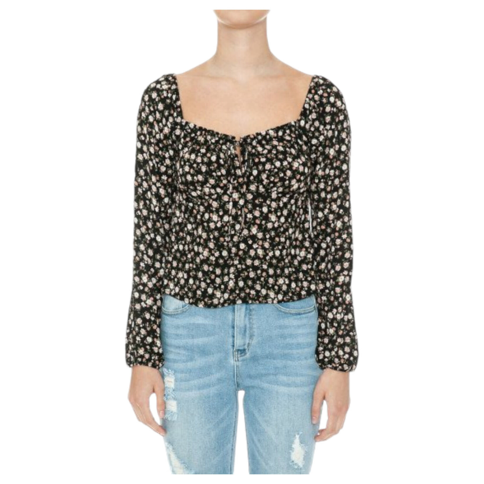 AMBIANCE APPAREL AMBIANCE LONG SLEEVE FLORAL TOP 74707-1
