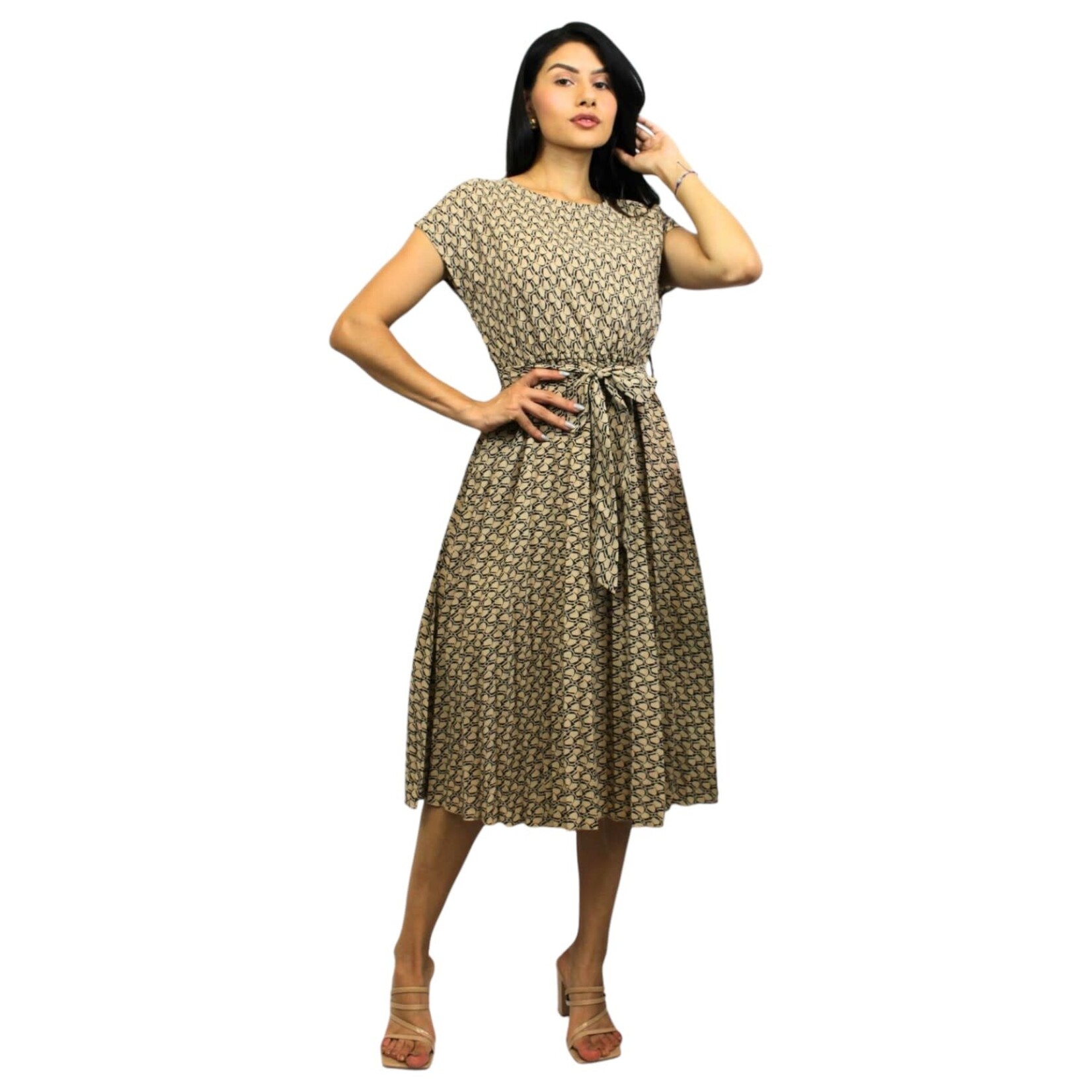MISS KELLY MISS KELLY CAP SLEEVE TIE WAIST DRESS SD5552