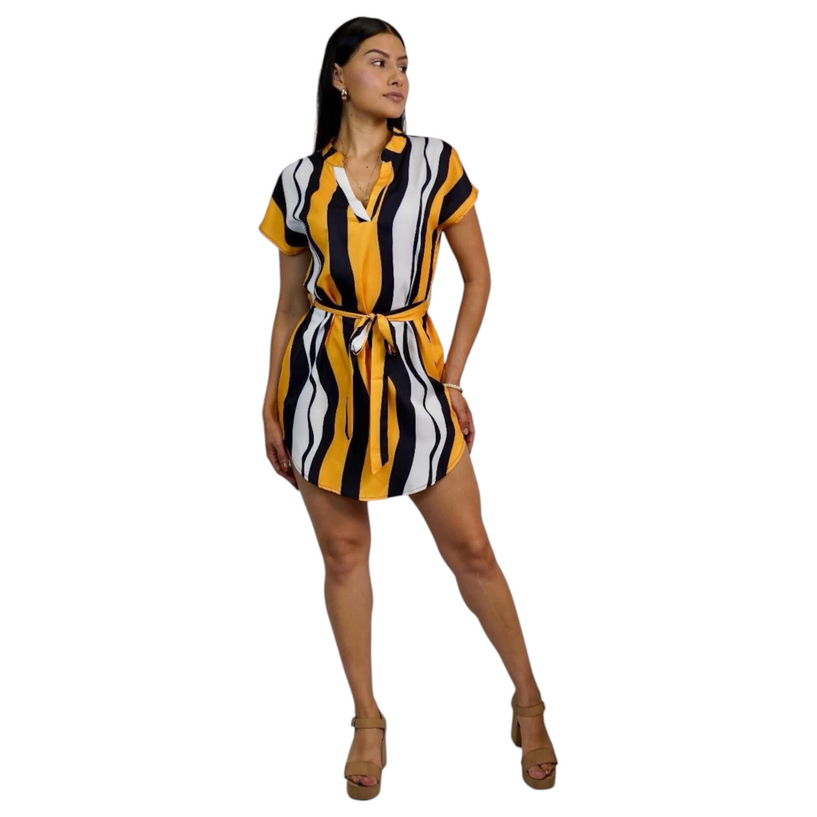 MISS KELLY MISS KELLY STRIPE TIE WAIST DRESS SD3716