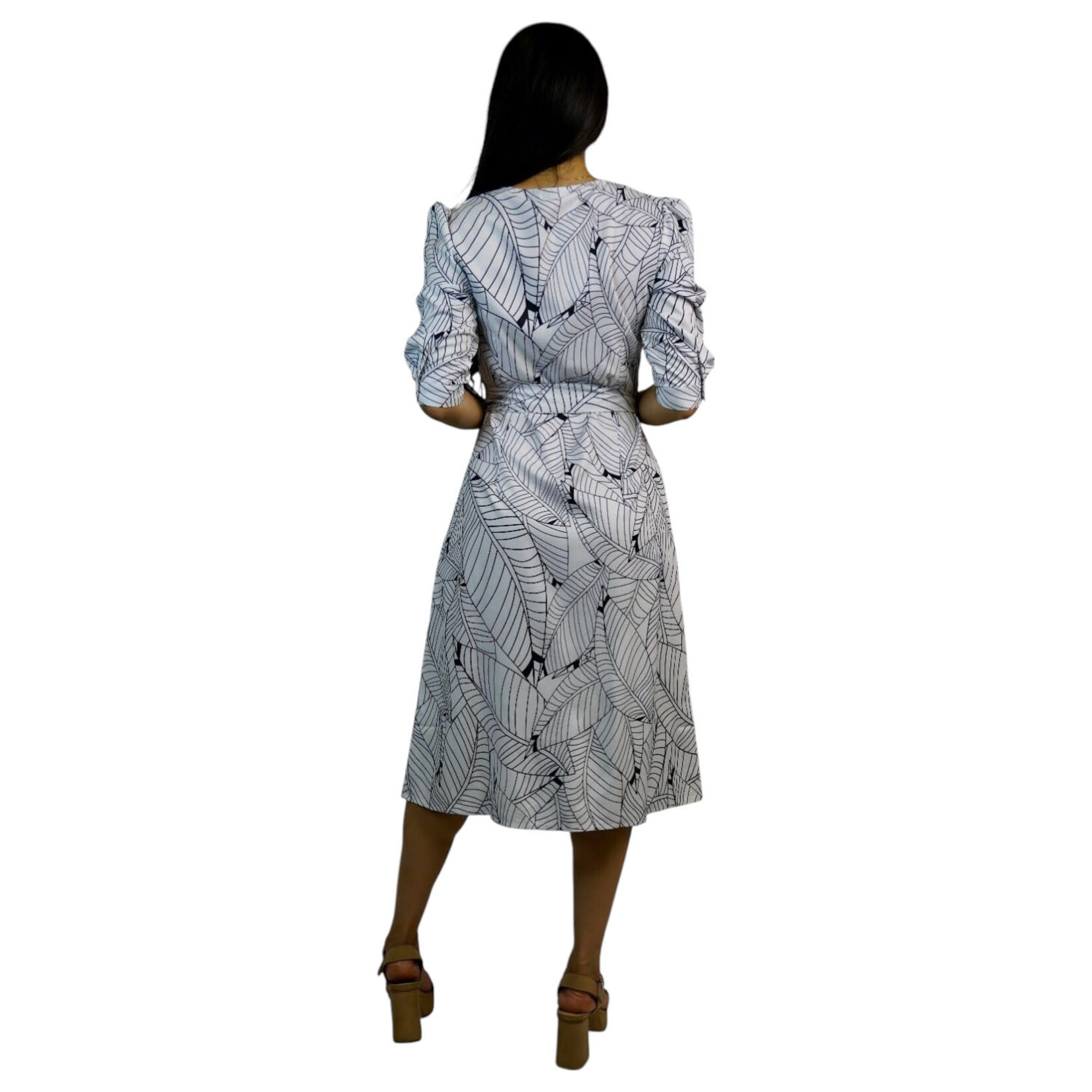 MISS KELLY MISS KELLY LEAF PRINT MIDI DRESS SD3349