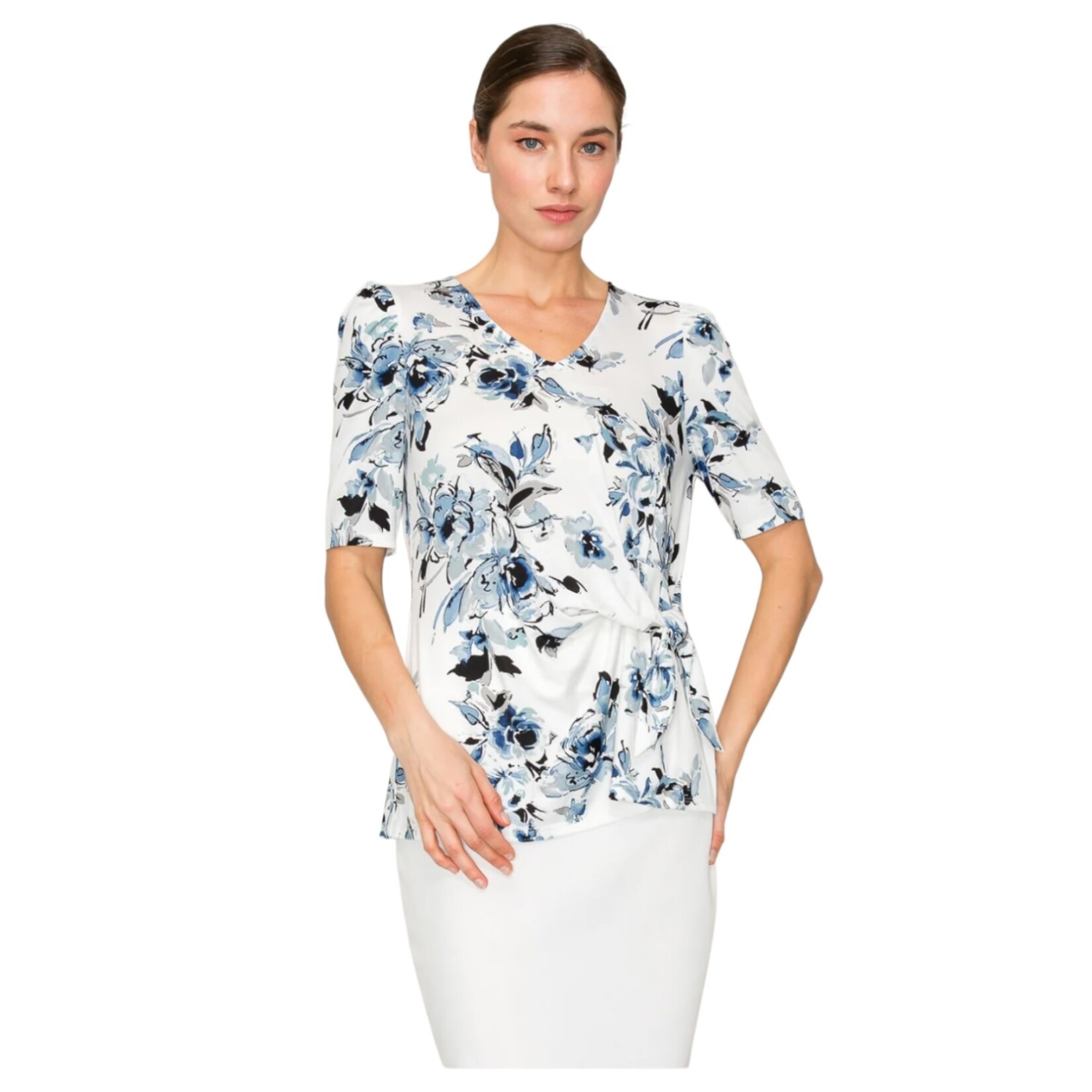 PERSEPTION PERSEPTION PUFF SLEEVE SIDE TIE TOP TP-MS-815