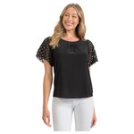 PERSEPTION PERSEPTION SHORT CROCHET LACE SLEEVE TOP TP-MS-2120