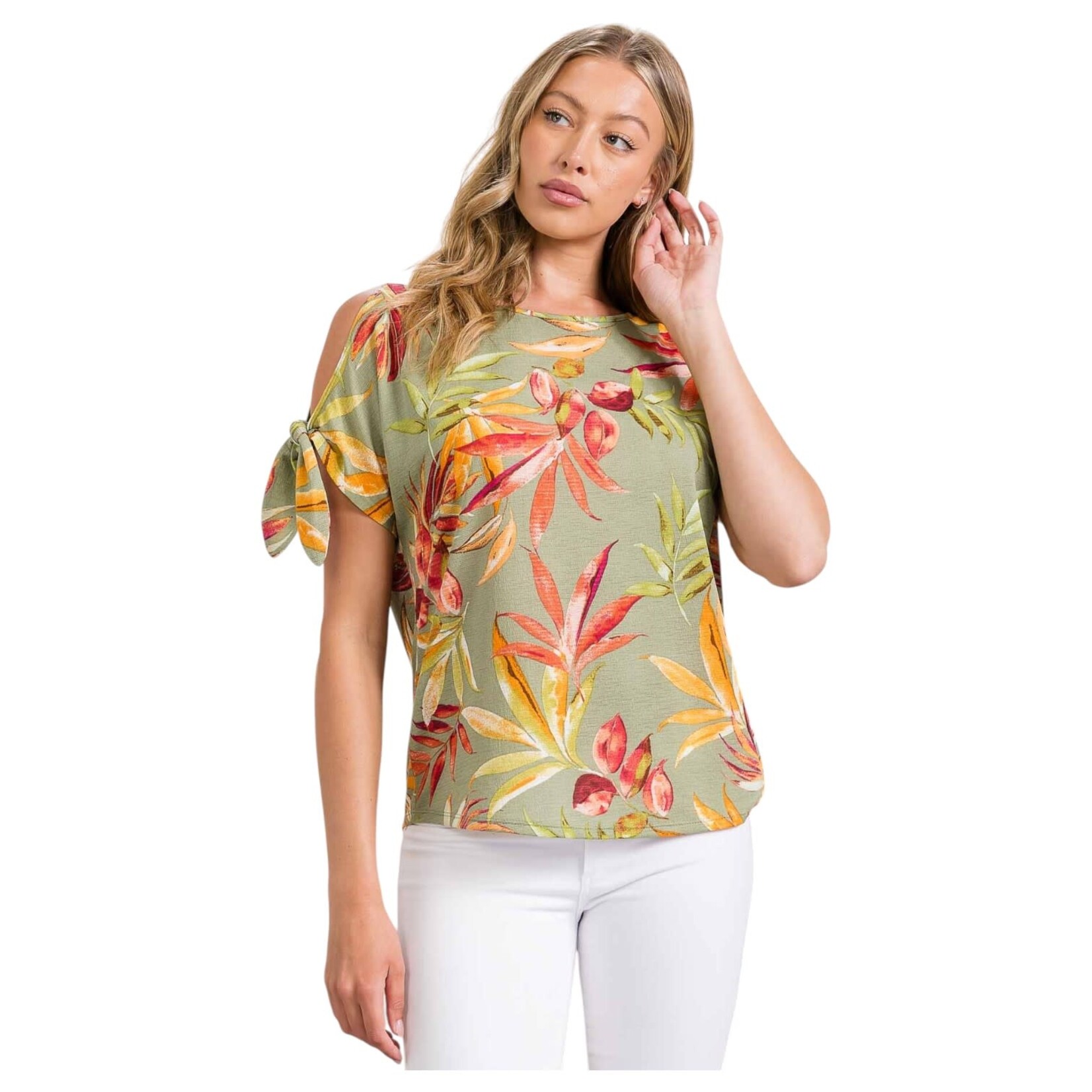 PERSEPTION PERSEPTION COLD SHOULDER SHORT SLEEVE TOP TP-MS-2131