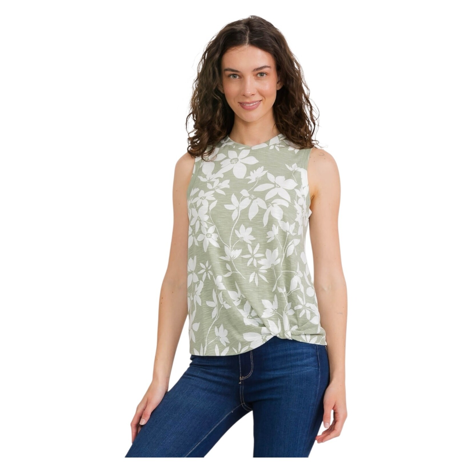 PERSEPTION PERSEPTION SLEEVELESS POLY SLUB SIDE TWIST TOP TP-MS-2140