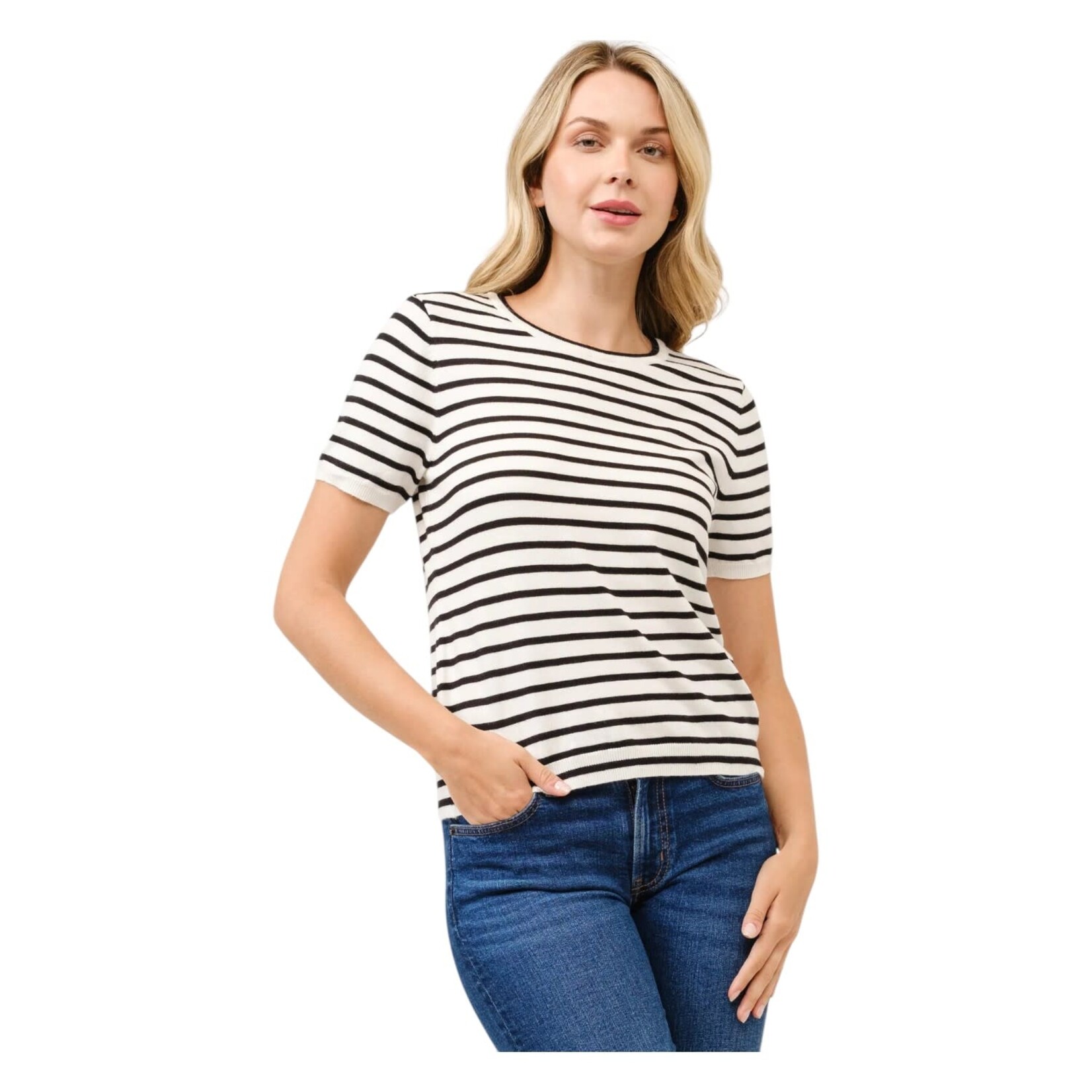 CIELO CIELO STRIPE SHORT SLEEVE SWEATER SW882