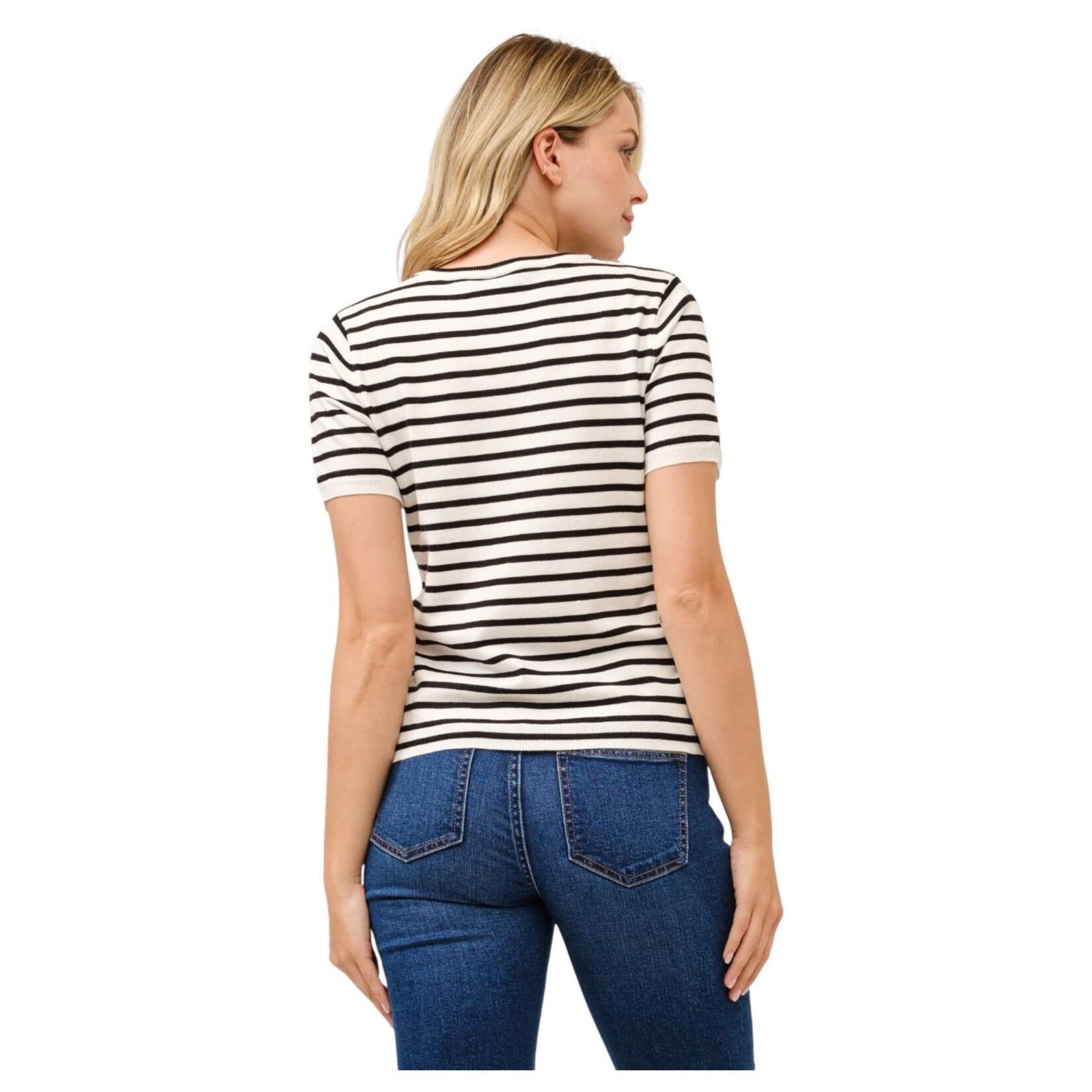 CIELO CIELO STRIPE SHORT SLEEVE SWEATER SW882