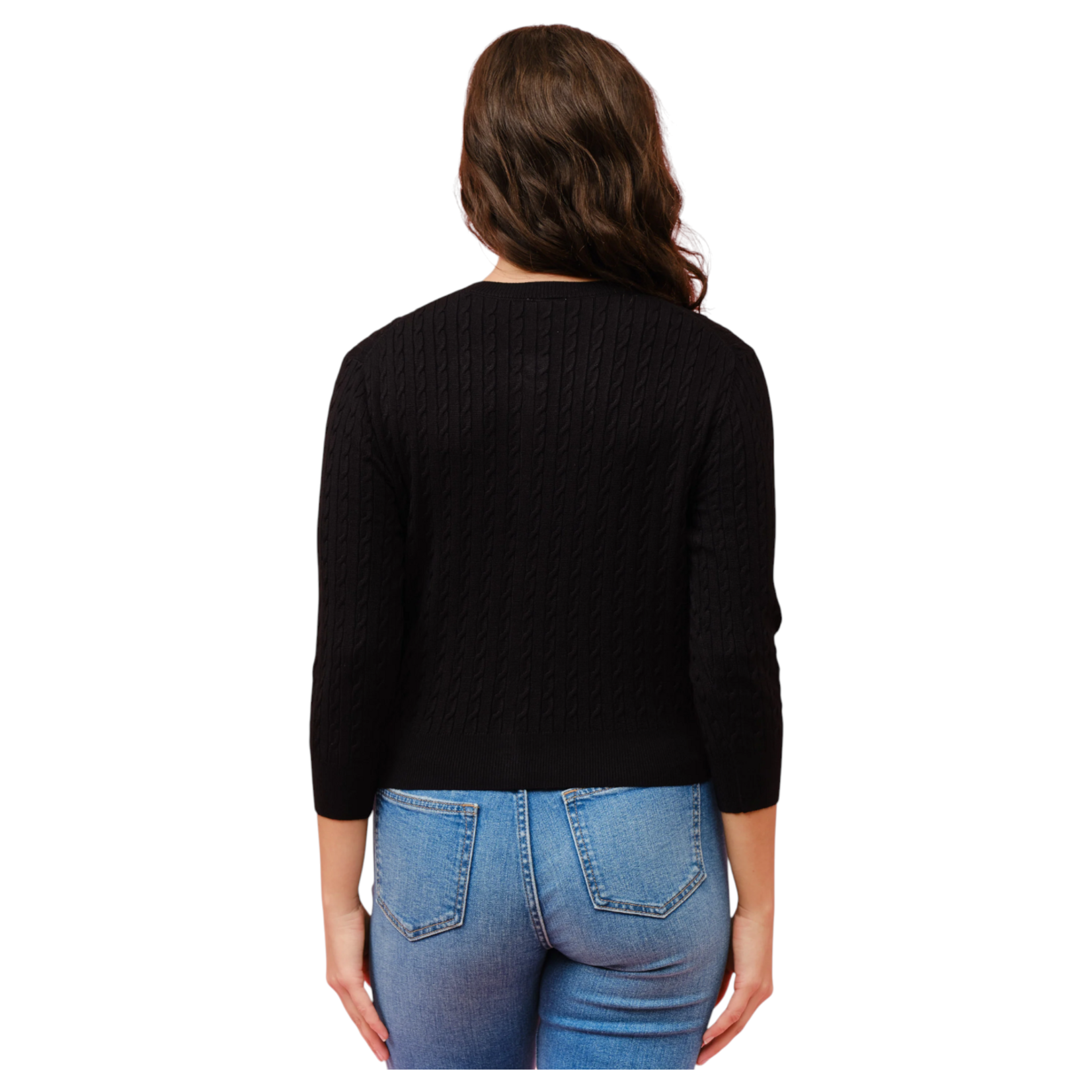 CIELO CIELO CABLE CREW NECK BUTTON UP CARDIGAN SW258