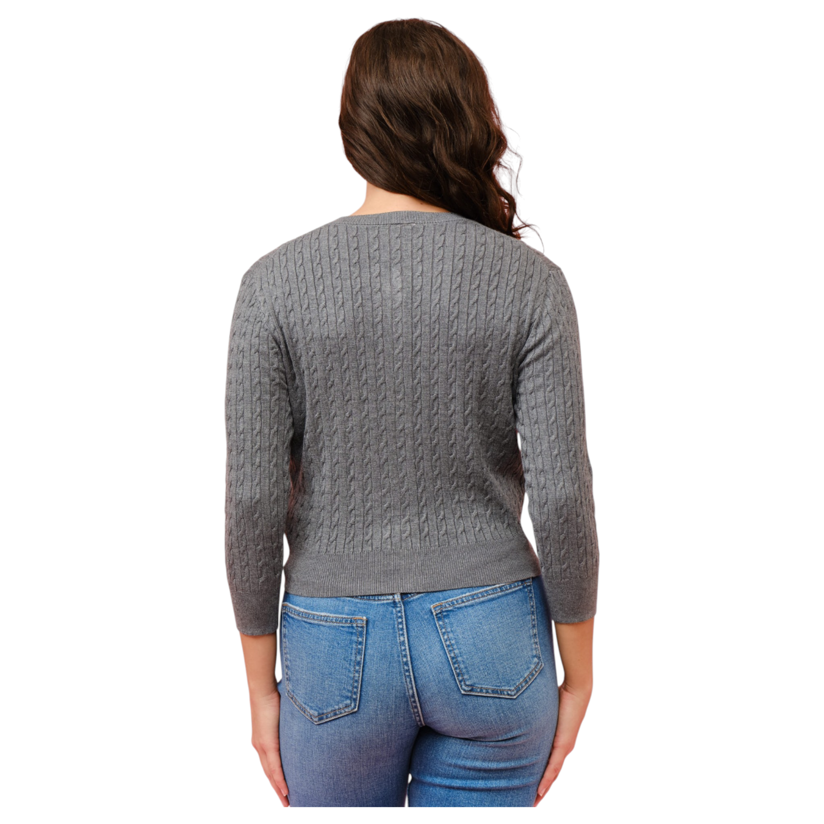 CIELO CIELO CABLE CREW NECK BUTTON UP CARDIGAN SW258