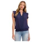 PERSEPTION PERSEPTION CROCHET CENTER SMOCKING HEM TANK TP-MS-2051