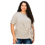 PERSEPTION PERSEPTION PLUS SHORT SLEEVE STRIPE TWIST TIE KNOT FRONT TOP TP-WM-295