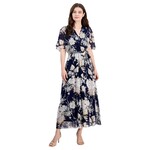 SANDRA DARREN SANDRA DARREN FLORAL WRAP SHORT SLEEVE MAXI DRESS 78184