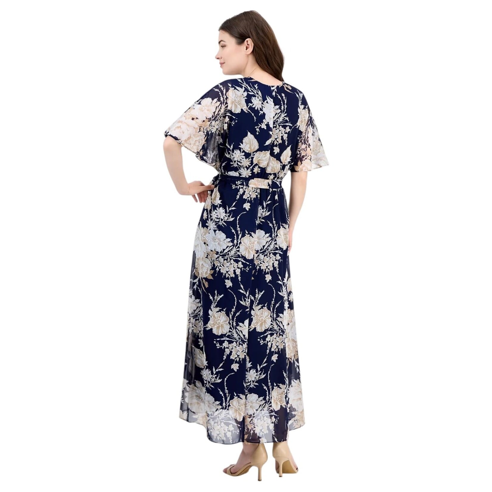 SANDRA DARREN SANDRA DARREN FLORAL WRAP SHORT SLEEVE MAXI DRESS 78184