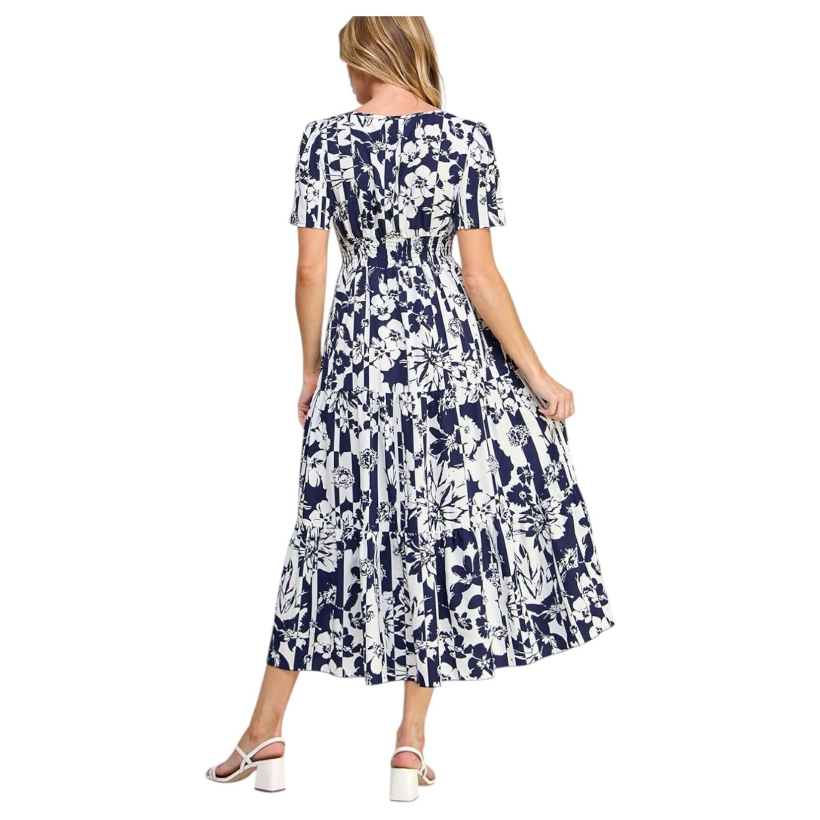 SOLUTION SOLUTION FLOWER PRINT SHORT SLEEVE DRESS S-26580