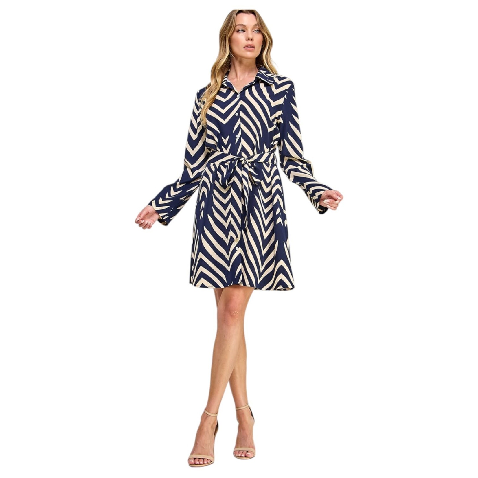 SOLUTION SOLUTION BUTTON FRONT SHIRT DRESS  S-26579