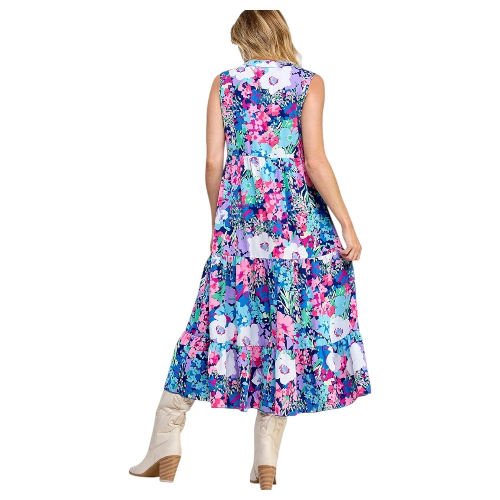 SOLUTION SOLUTION FLOWER PRINT SLEEVELESS DRESS S-26462