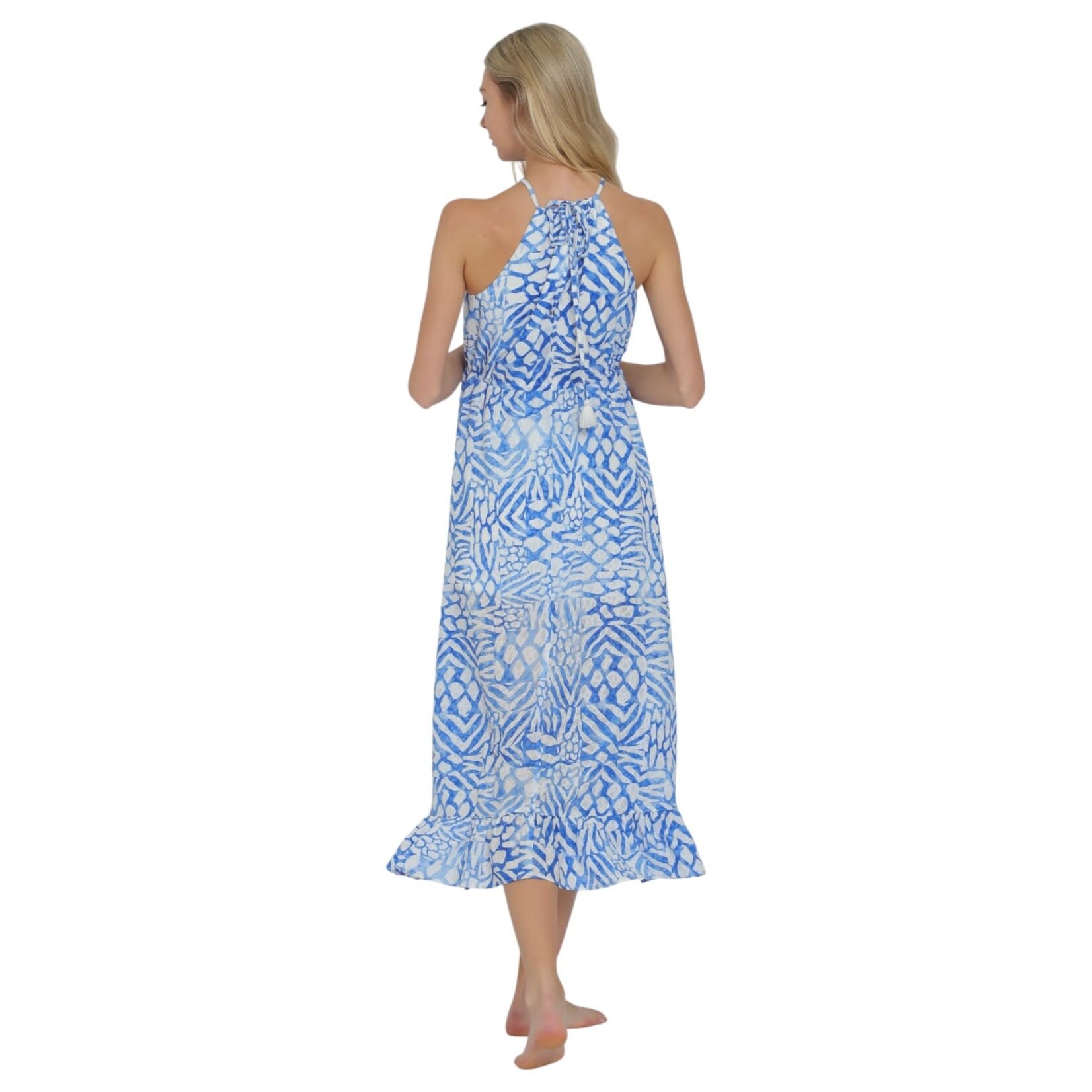 AAKAA AAKAA LACE TRIM HALTER MIDI DRESS DA31440K