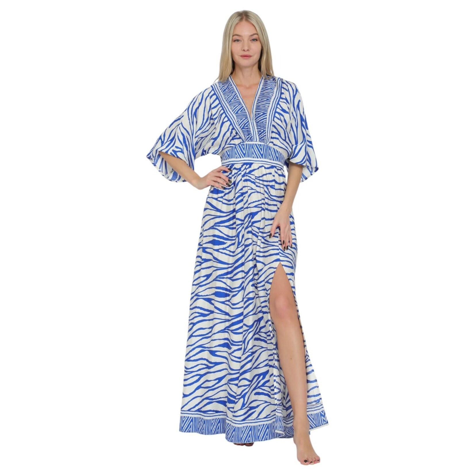 AAKAA AAKAA KIMONO SLEEVE ELASTIC WAIST MAXI DRESS DA31982H
