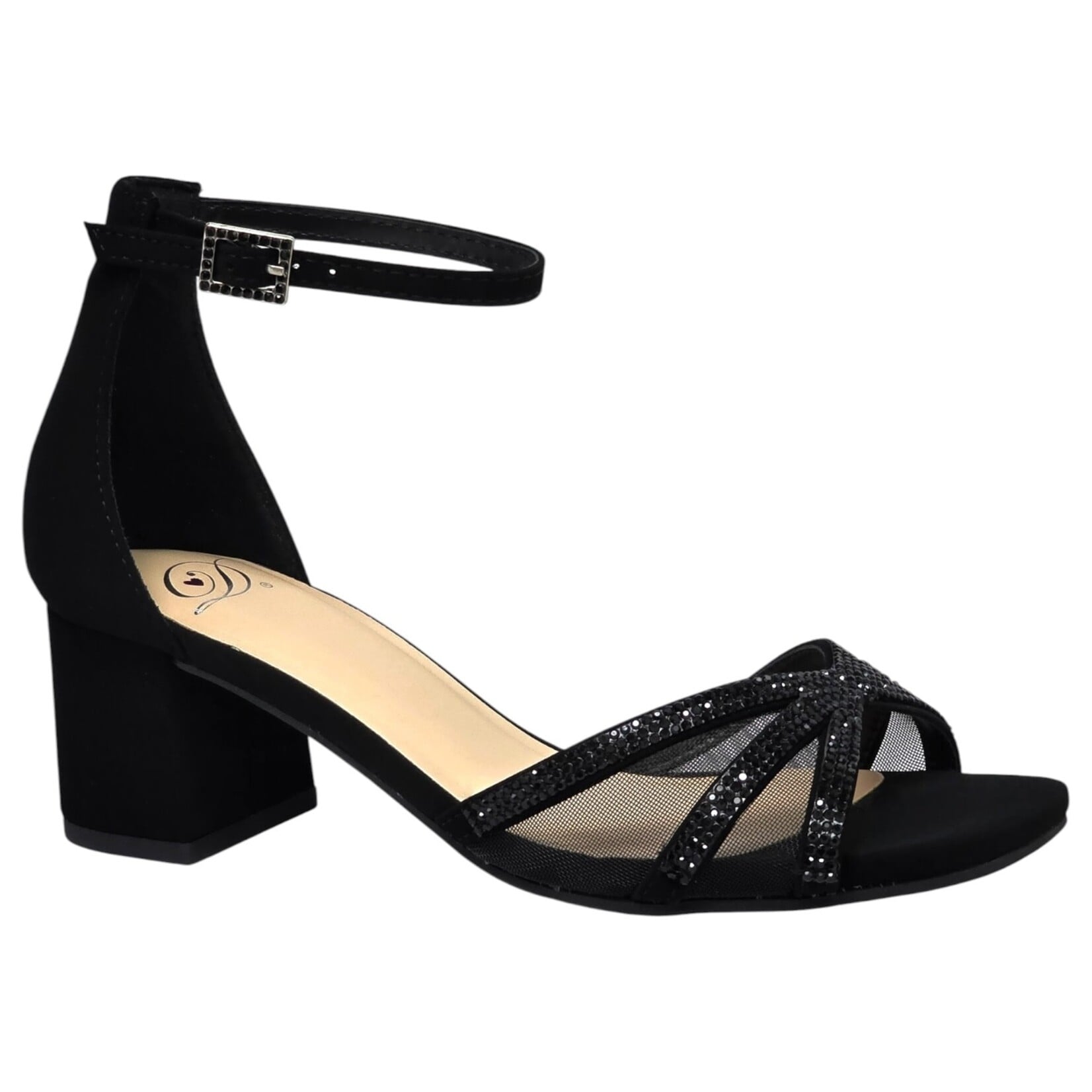 DELICIOUS DELICIOUS RHINESTONE MESH ANKLE STRAP HEEL IMPALA