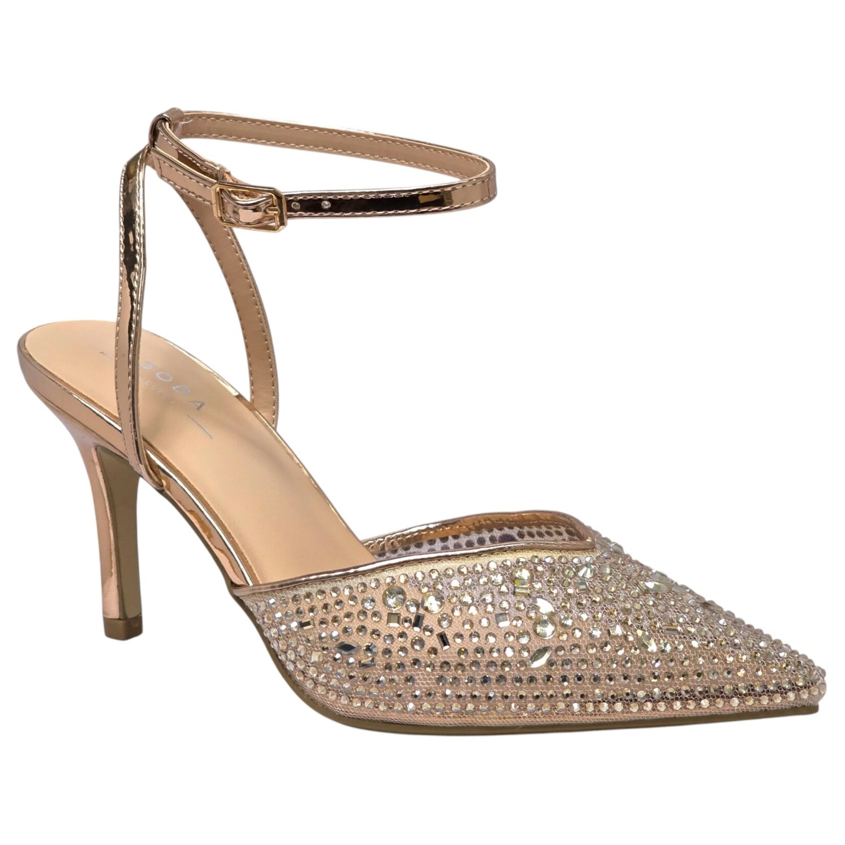 SODA SODA MESH RHINESTONE CLOSED TOE HEEL NAREN