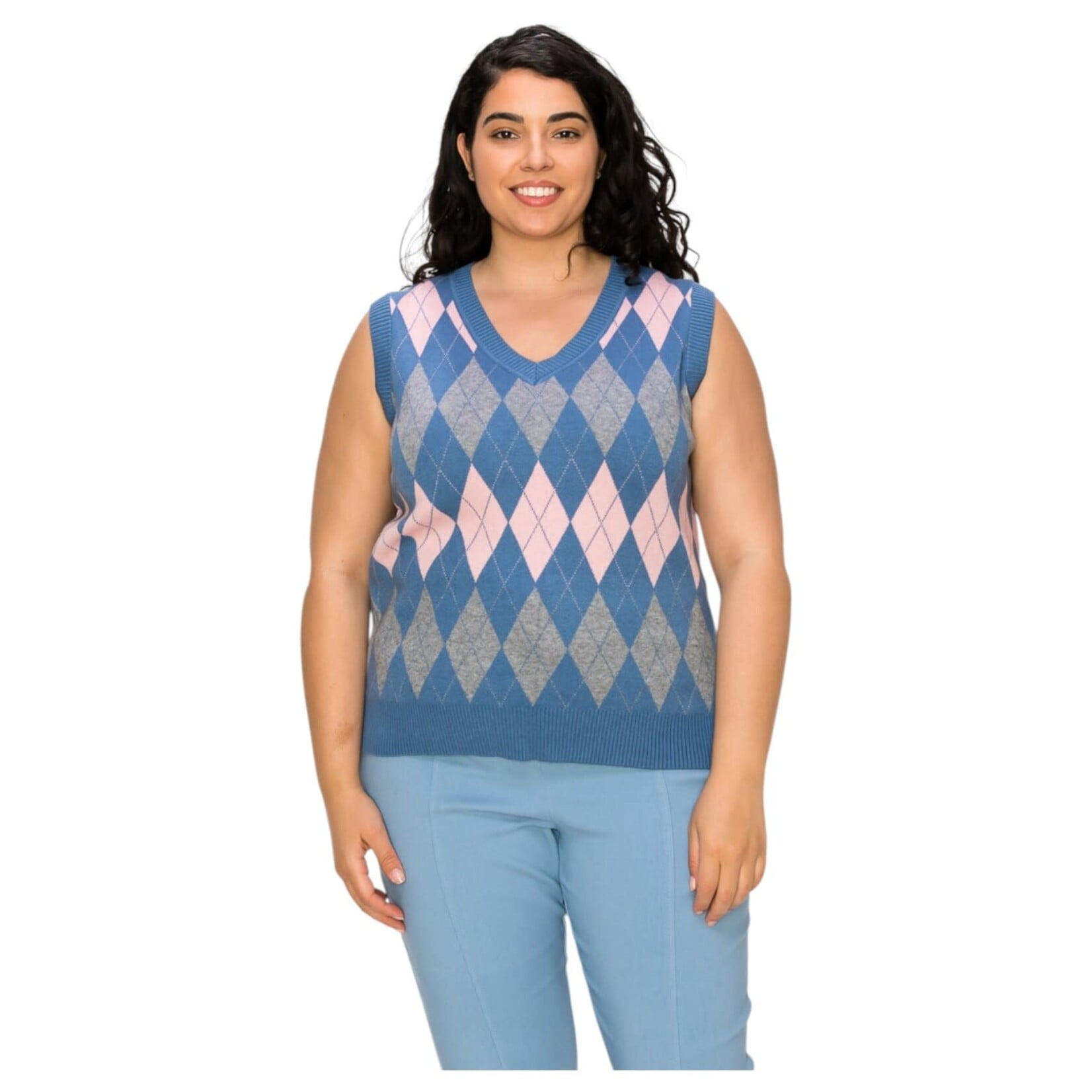 IRIS IRIS PLUS GEOMETRIC SWEATER VEST HMSW50296PL