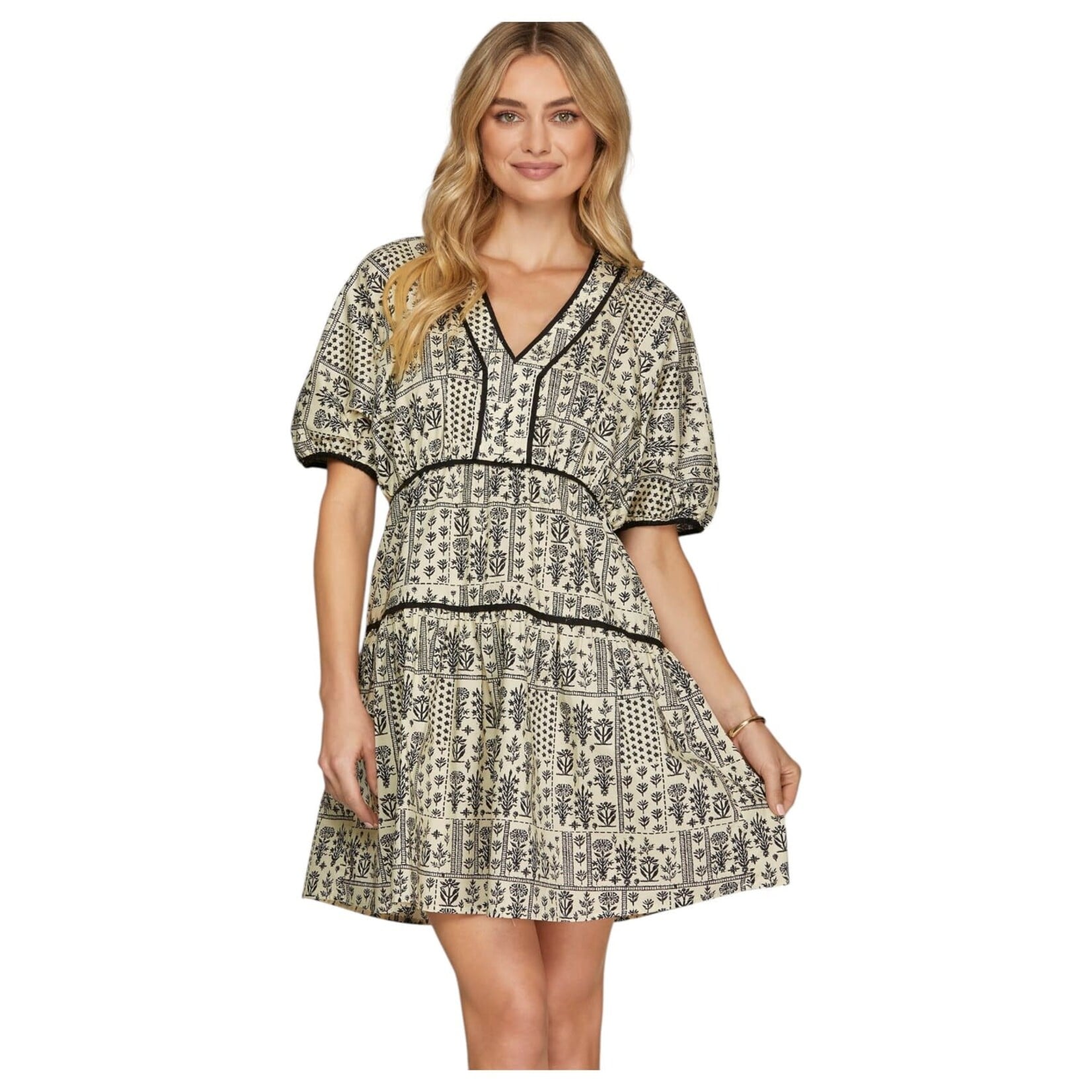 SHE & SKY SHE & SKY PUFF SLEEVE MINI DRESS SY8176