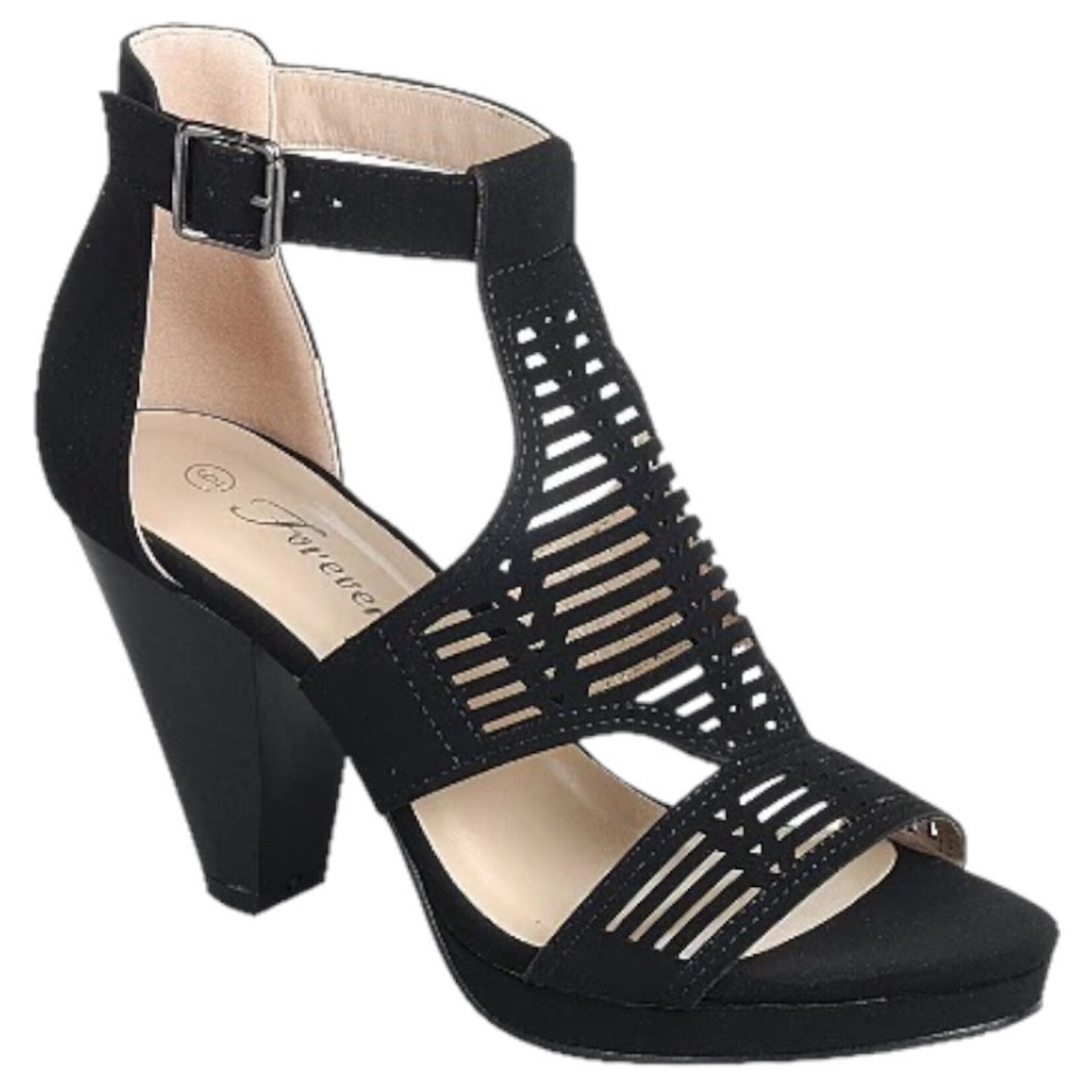 FOREVER FOREVER CAGED STACKED HEEL BALIA-16