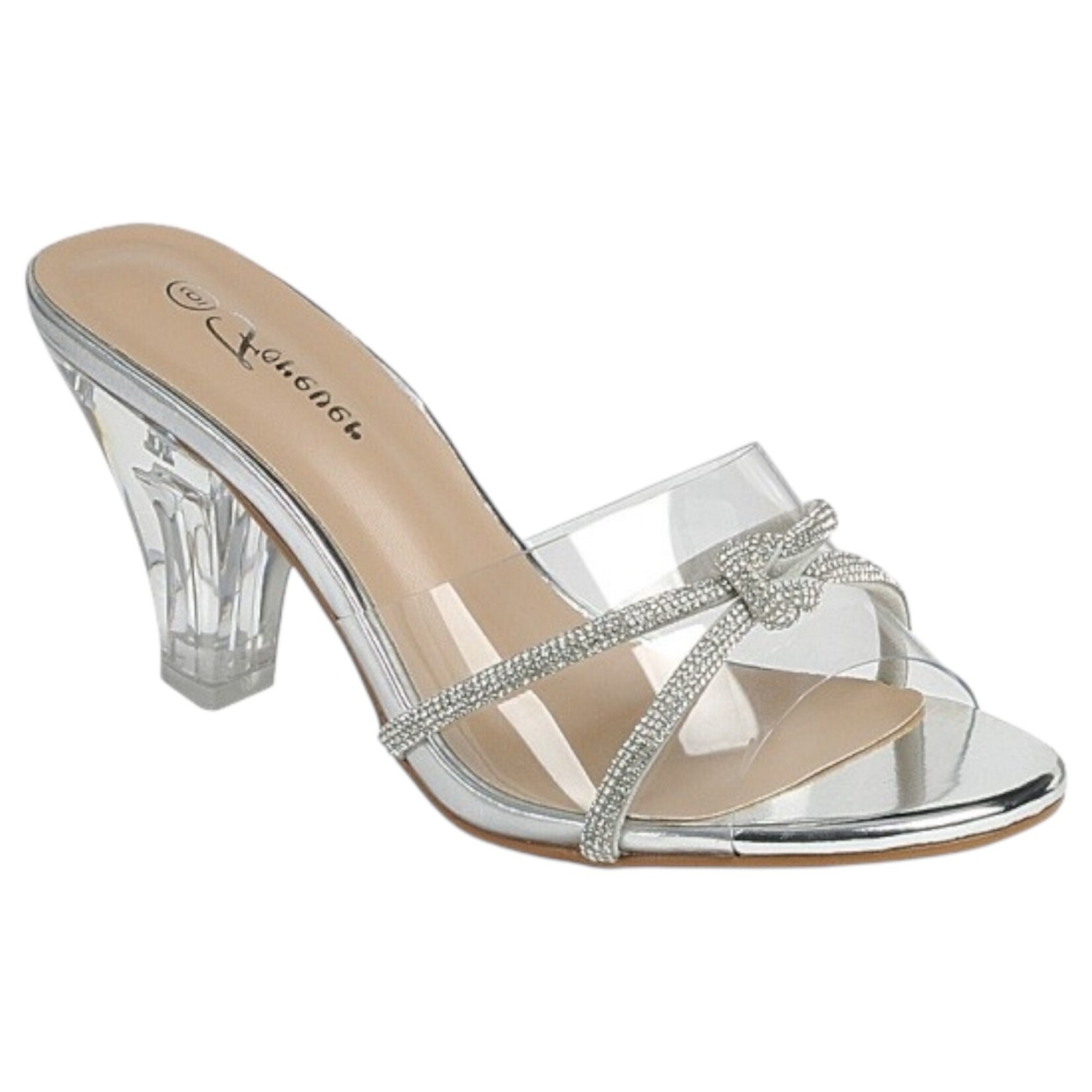 FOREVER FOREVER CLEAR BAND RHINESTONE KNOT HEEL FLAWLESS-94