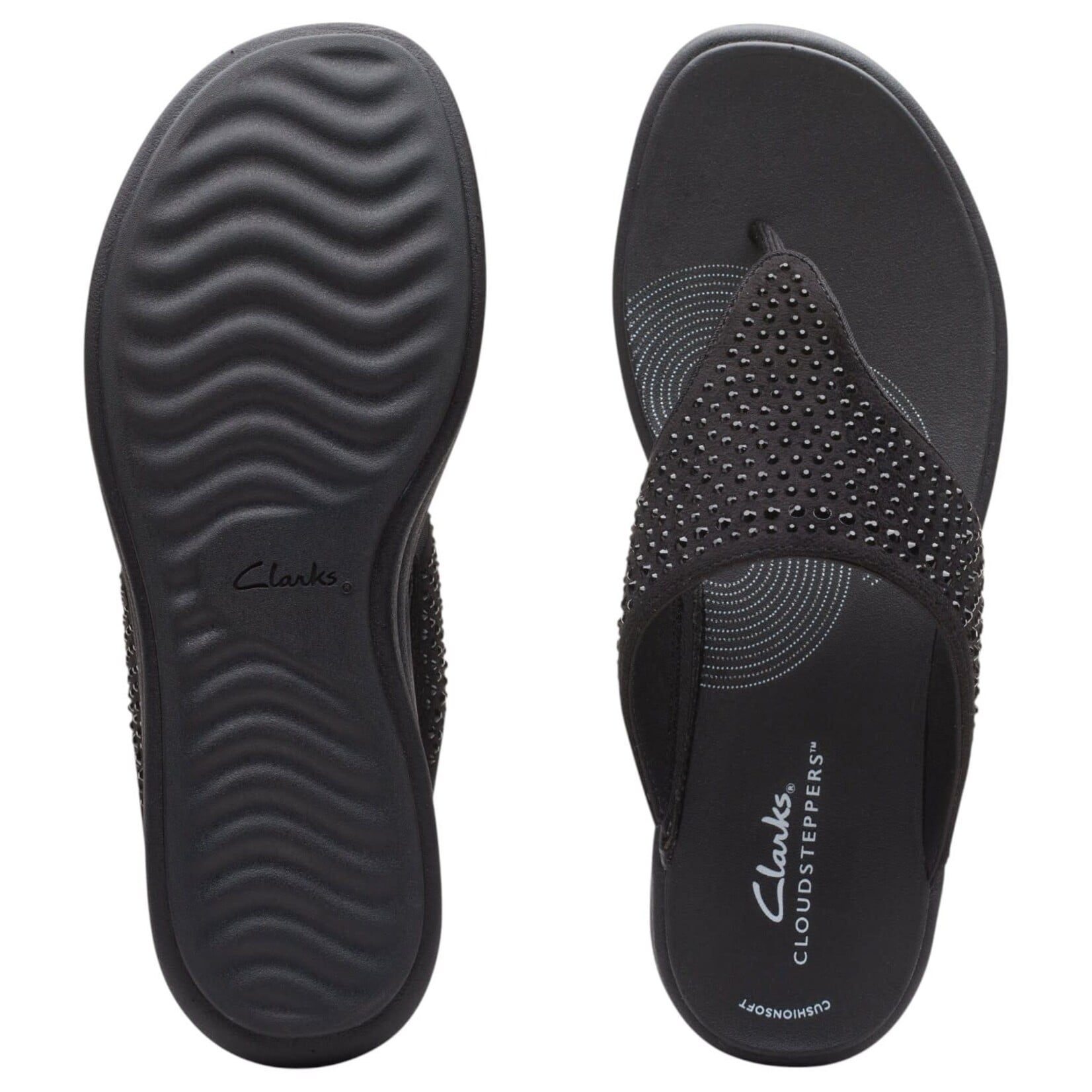 CLARKS CLARKS WIDE RHINESTONE BAND THONG SLIPPER DRIFT JAUNT 26166845