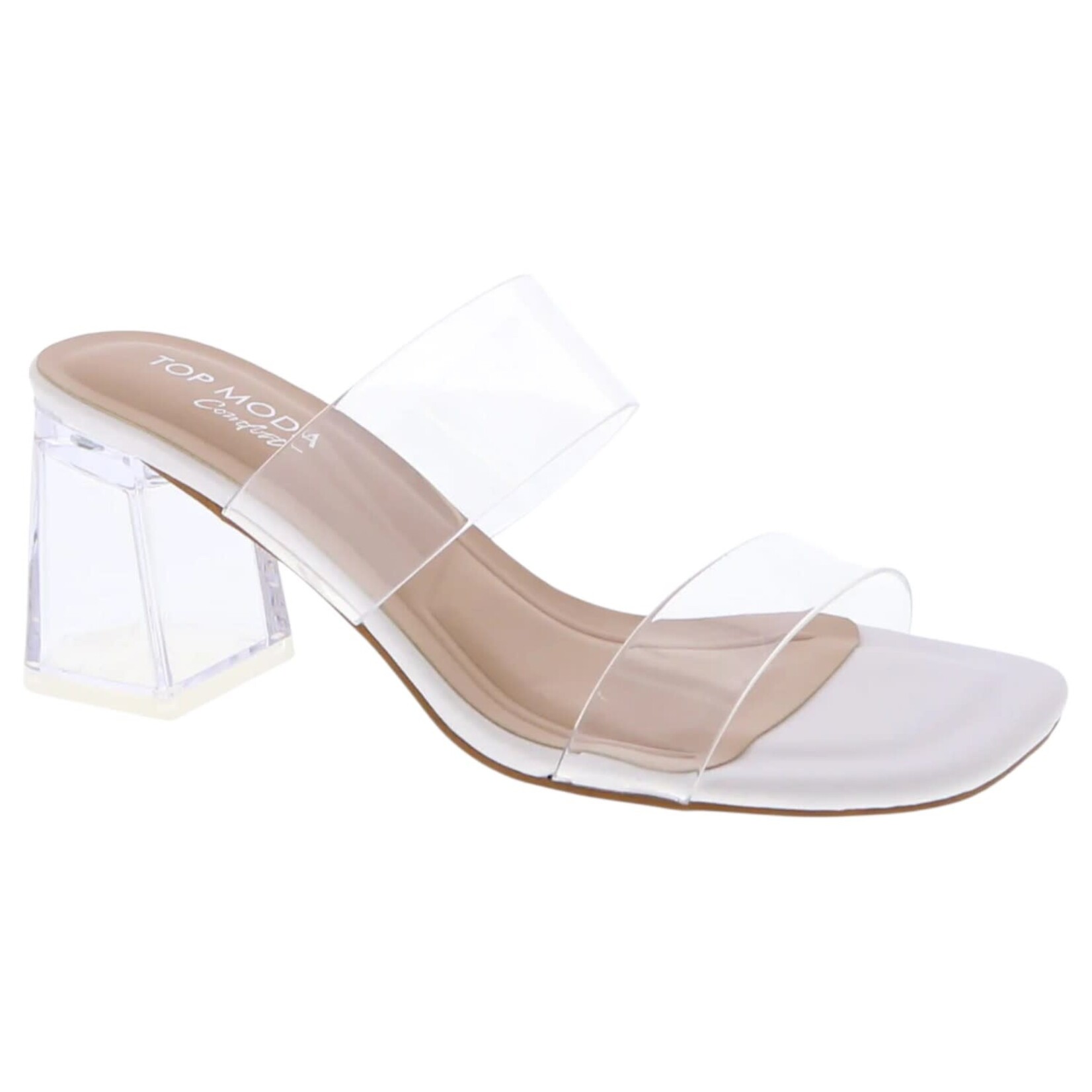TOP MODA TOP MODA DOUBLE BAND CLEAR 2.75" HEEL CYRA-5