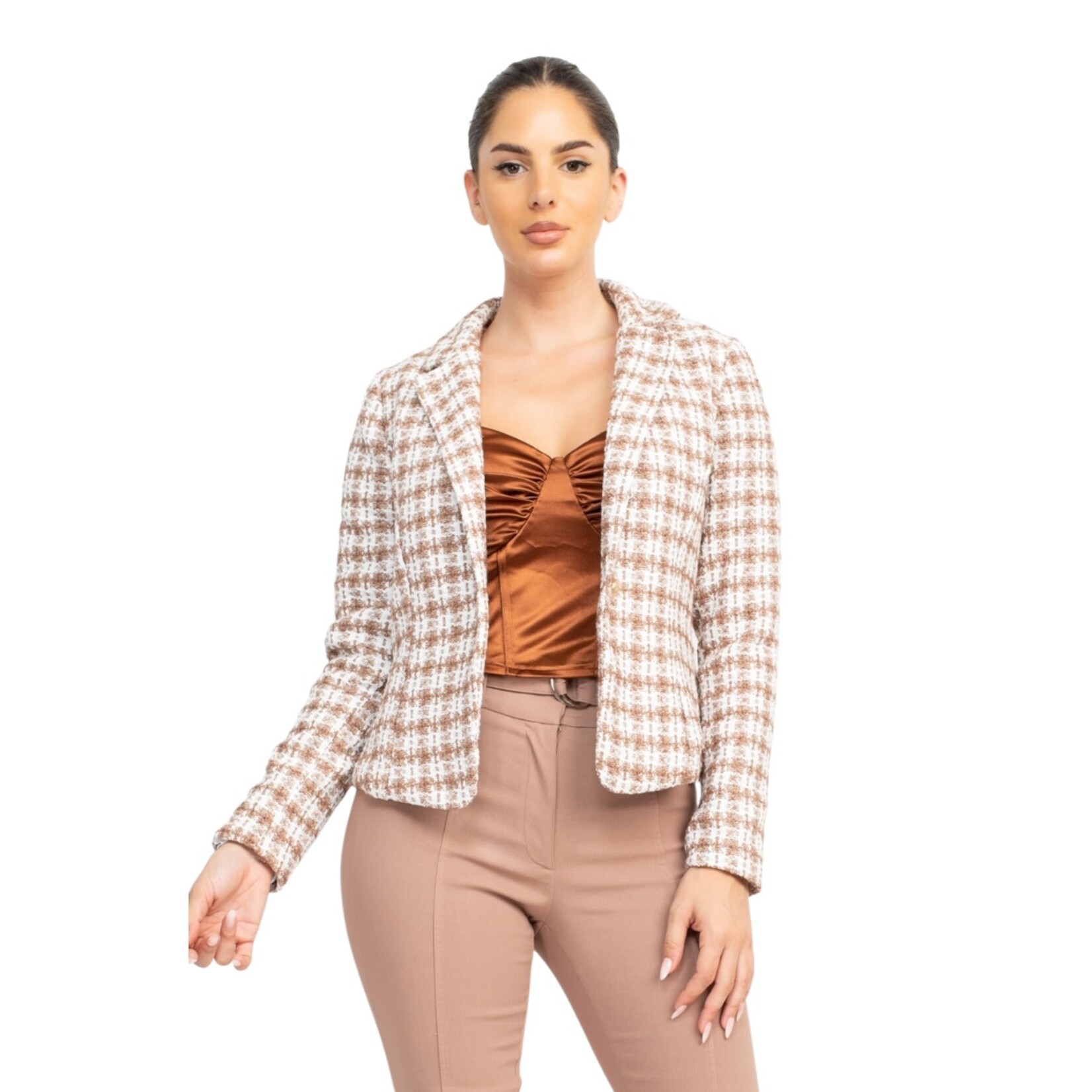 IRIS IRIS TWEED PLAID BUTTONED JACKET HMJ21056