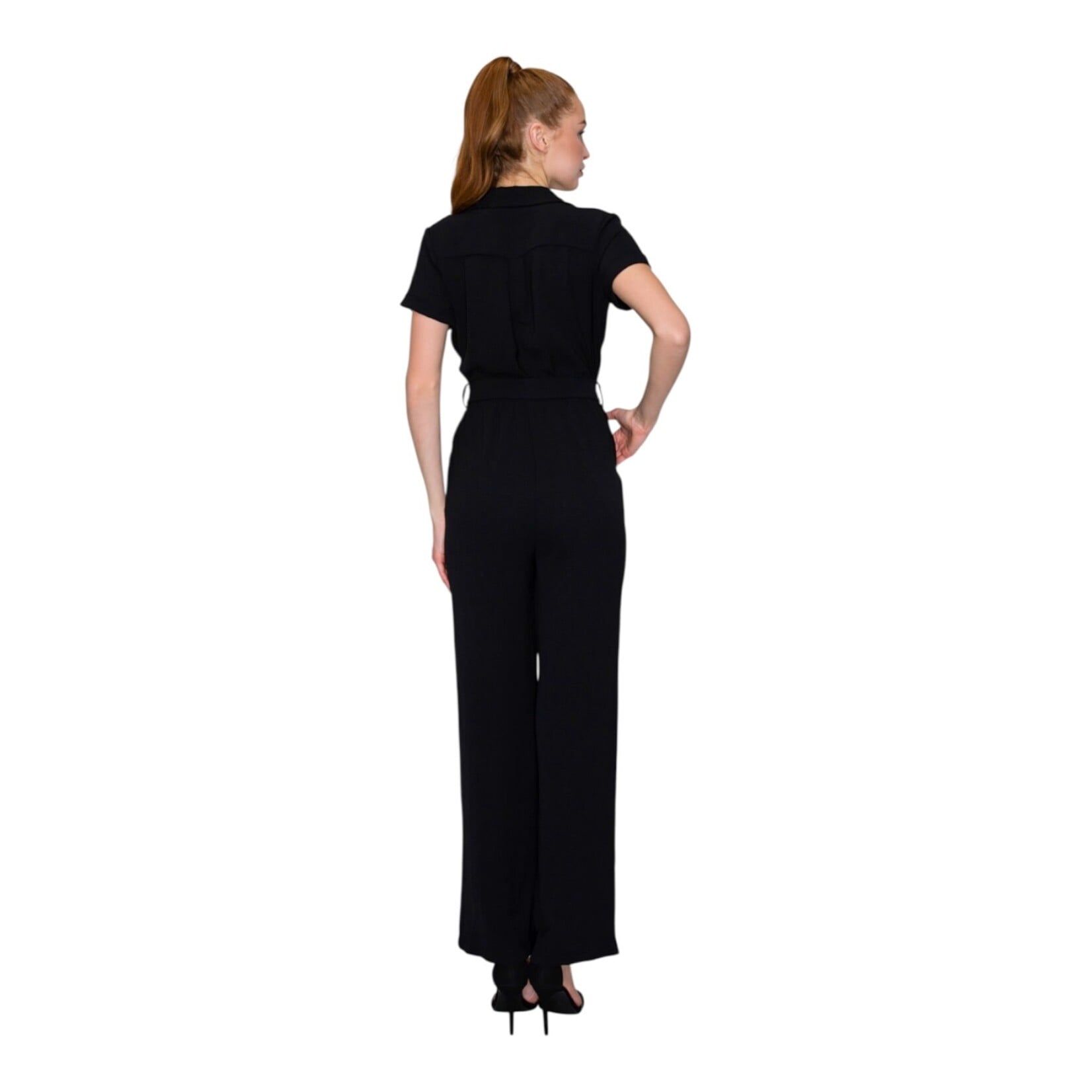 IRIS IRIS NOTCH COLLAR WRAP BELTED JUMPSUIT BP08058A