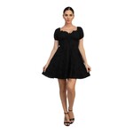 IRIS IRIS EYELET TEXTURED SHORT PUFF SLEEVE DRESS HMD14434