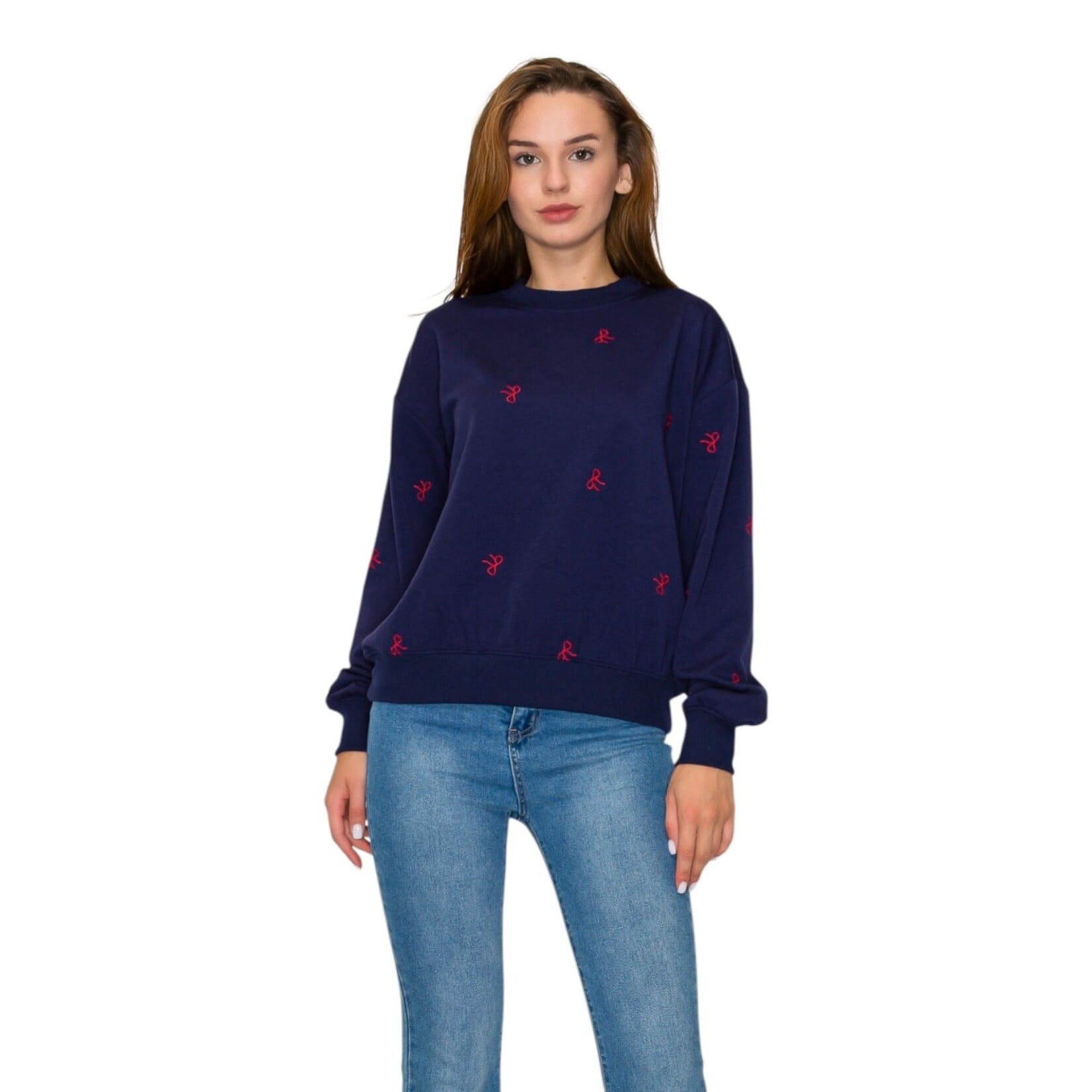 IRIS IRIS EMBROIDERED RIBBON FLEECE SWEATER IT93211