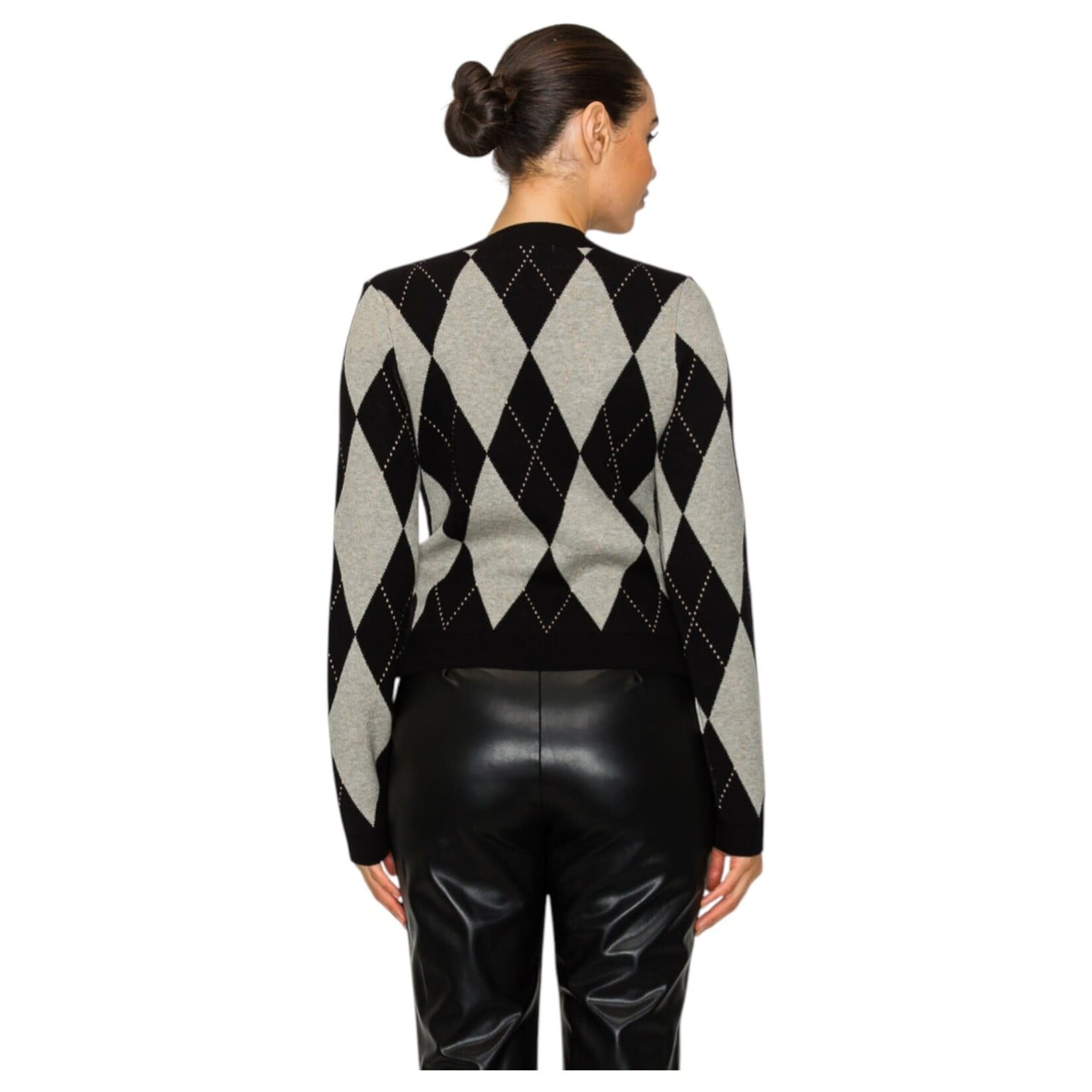 IRIS IRIS ARGYLE PATTERN LONG SLEEVE SWEATER HMSW50680