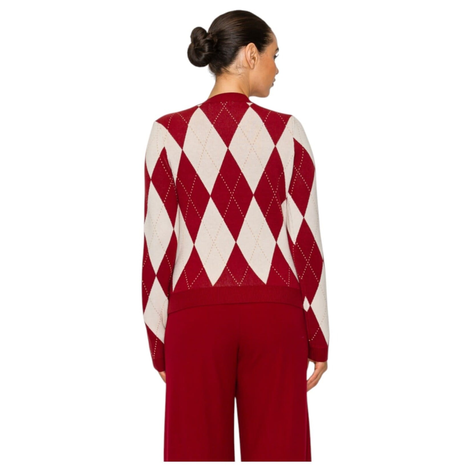 IRIS IRIS ARGYLE PATTERN LONG SLEEVE SWEATER HMSW50680