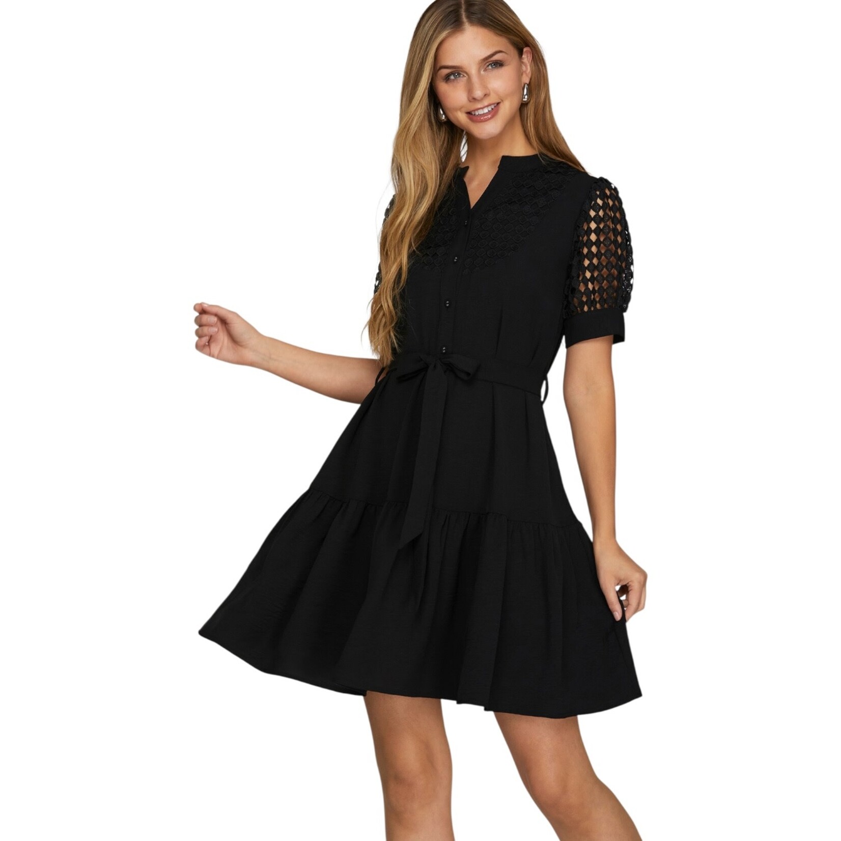 SHE & SKY SHE & SKY SHORT SLEEVE KNEE LENGTH DRESS SY8551