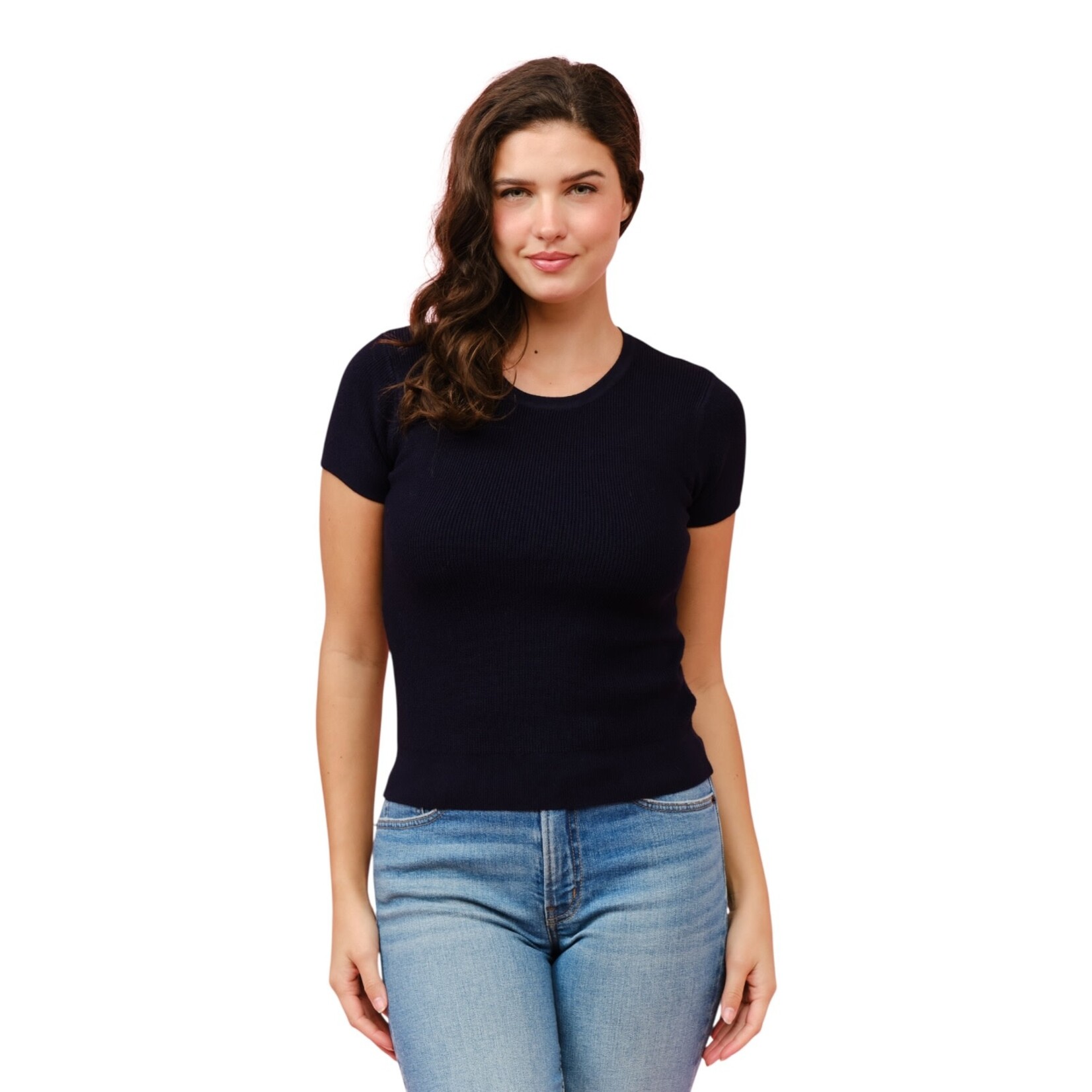 CIELO CIELO EXTRA STRETCHY SHORT SLEEVE PULL OVER SWEATER SW416