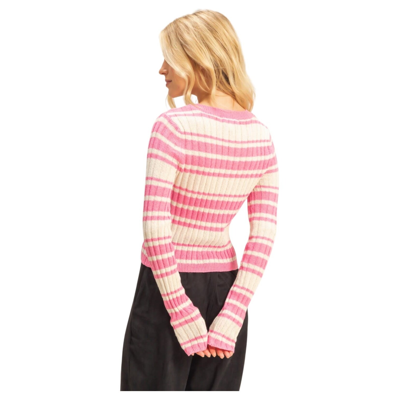 HYFVE HYFVE HORIZONTAL STRIPE ROUND NECK SWEATER HF25E811