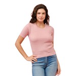 CIELO CIELO STRIPE TWISTED CABLE SHORT SLEEVE SWEATER SW413