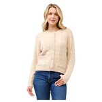 CIELO CIELO CABLE KNIT PEARL DETAIL CARDIGAN SW60