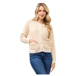 CIELO CIELO CABLE KNIT PEARL DETAIL CARDIGAN SW60