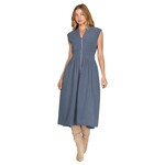SHE & SKY SHE & SKY ZIPPER SMOCKED WAIST CORDUROY MIDI DRESS SY9090