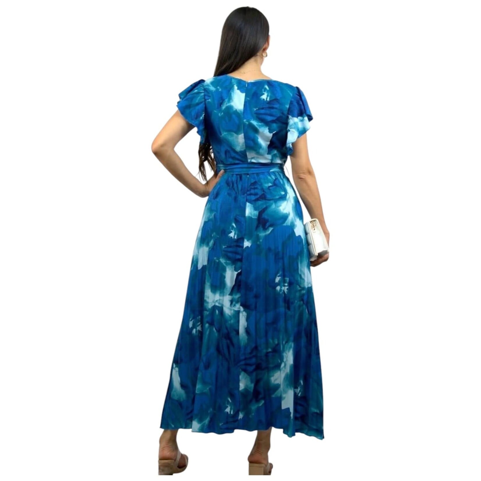 MISS KELLY MISS KELLY CAP SLEEVE BELTED PLEAT DRESS SD5368