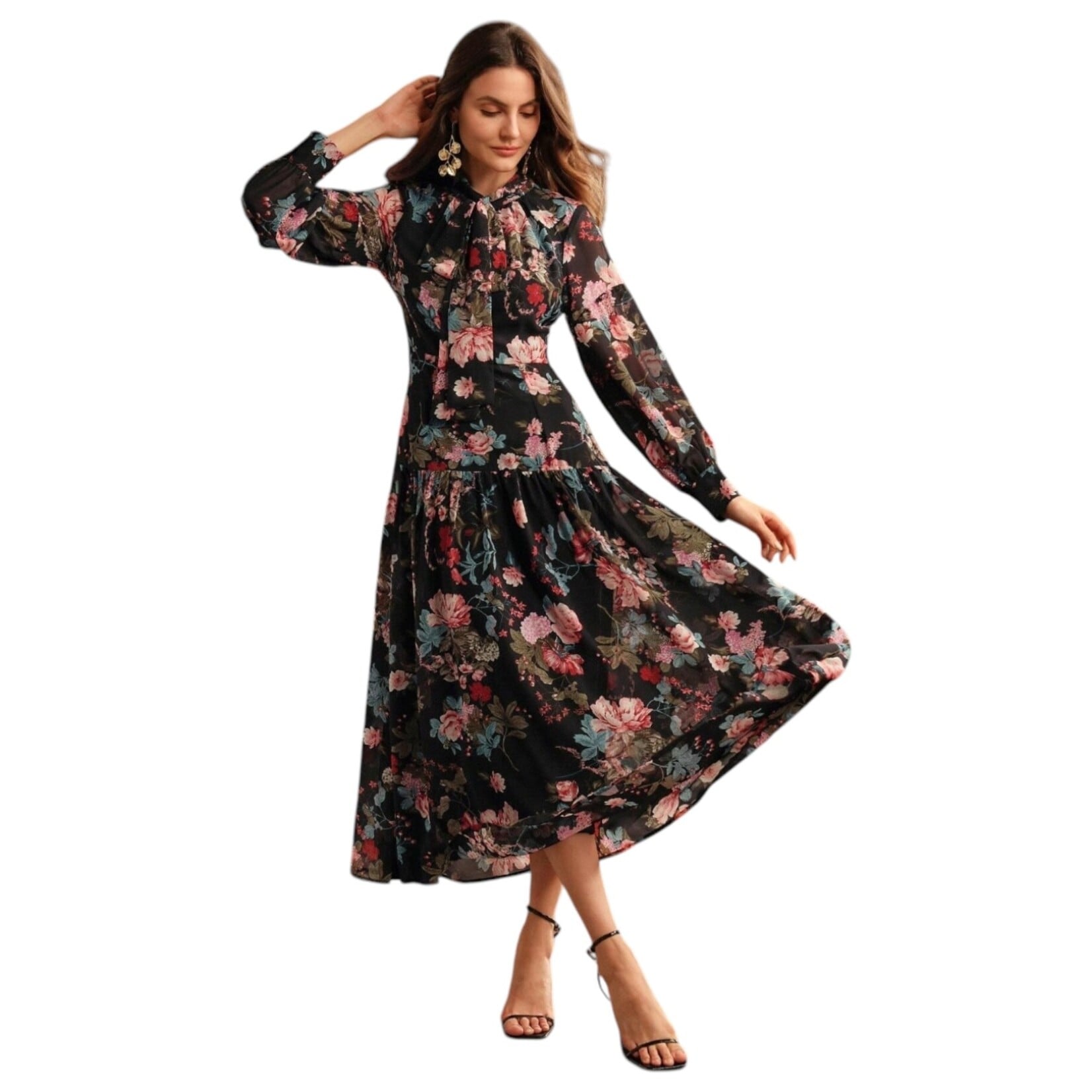 MISS KELLY MISS KELLY LONG SLEEVE FLORAL DRESS SD5539