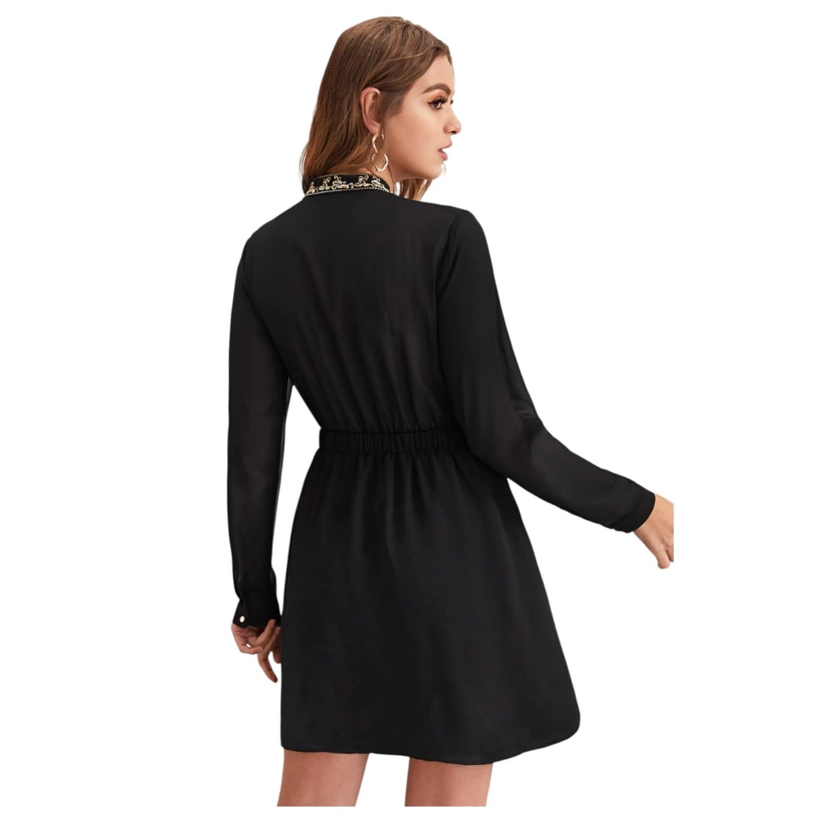 MISS KELLY MISS KELLY LONG SLEEVE EMBROIDERED DRESS SD4465