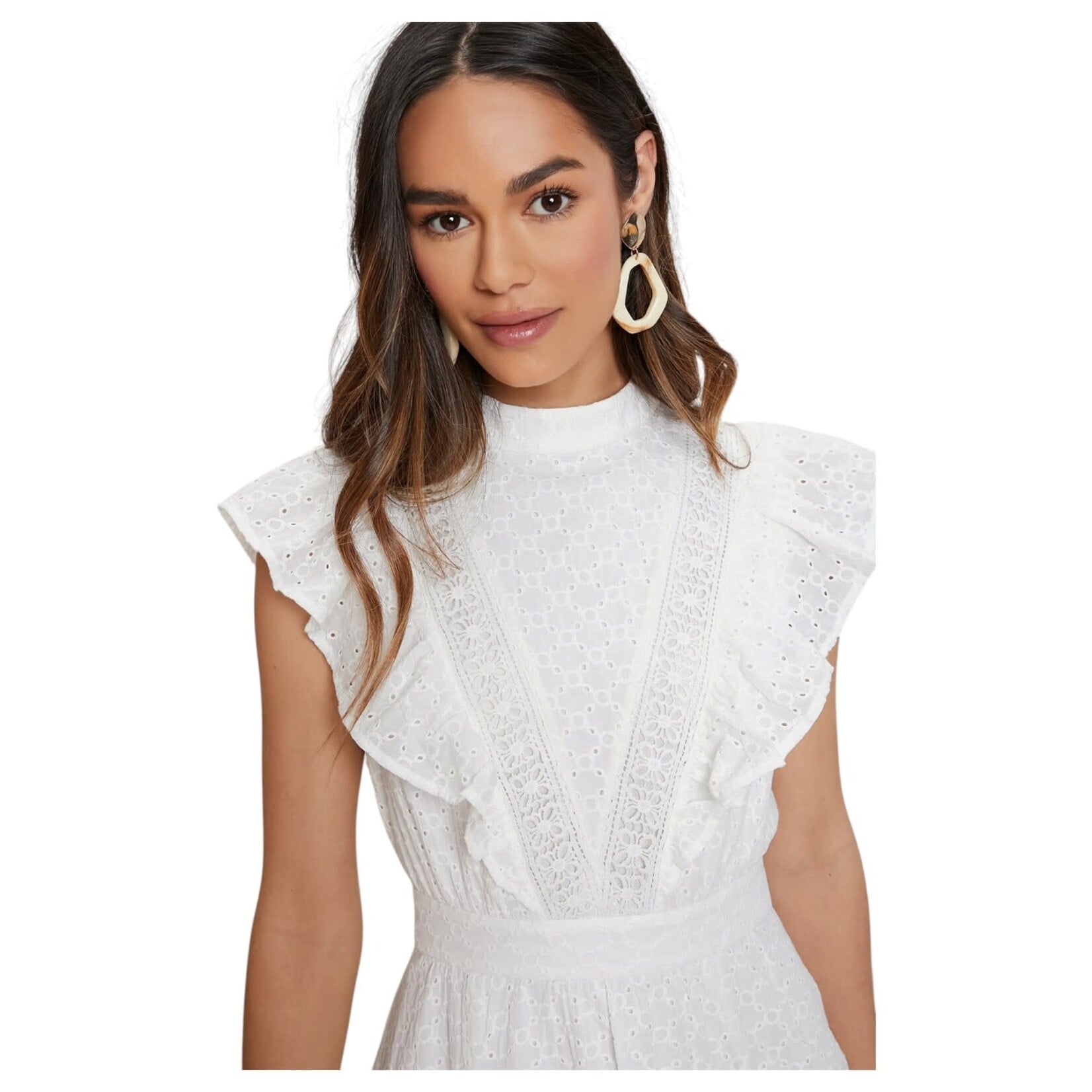 MISS KELLY MISS KELLY EYELET RUFFLE SLEEVE DRESS SD5252